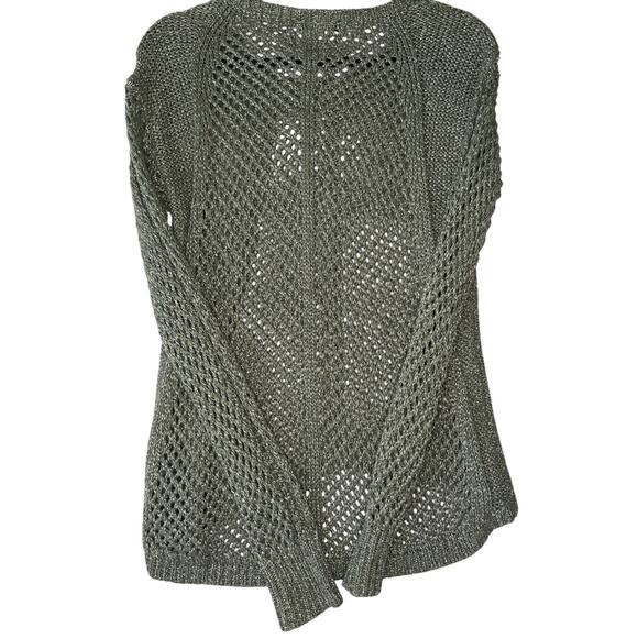 Rock & Republic Women's Metallic Thread Sweater Large Dark Gray Silver Pullover - Picture 4 of 6